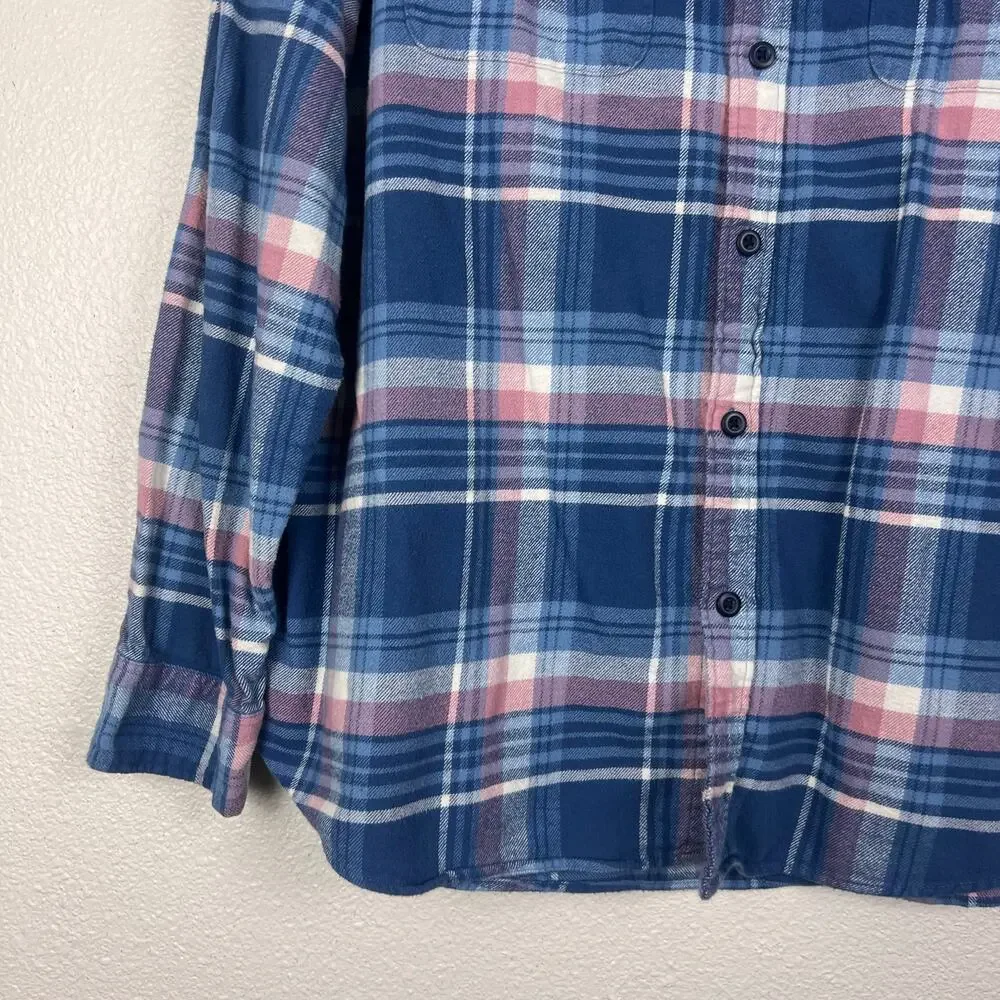 American Eagle Men's Super Soft Flannel Button Down Shirt XXL Blue Pink Plaid - Picture 3 of 7